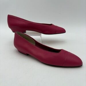 Evan Picone Womens 8B Vintage Fuschia Pink Leather Low Heel Pumps Career  Shoes